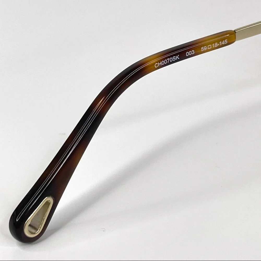 CHLOE CH0070SK Semi Rimless Square Sunglasses NEW Gold Frame Brown Lens